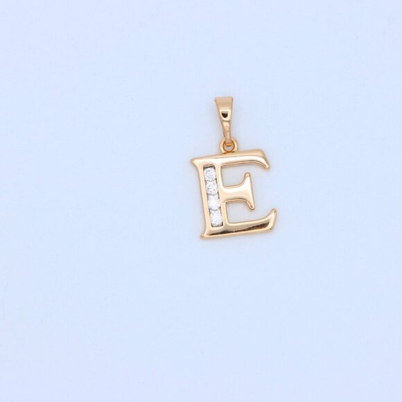 "Rose Gold Letter E Pendant with Crystals – 18K Gold Plated Charm, XPPT1354 - Picture 11 of 13